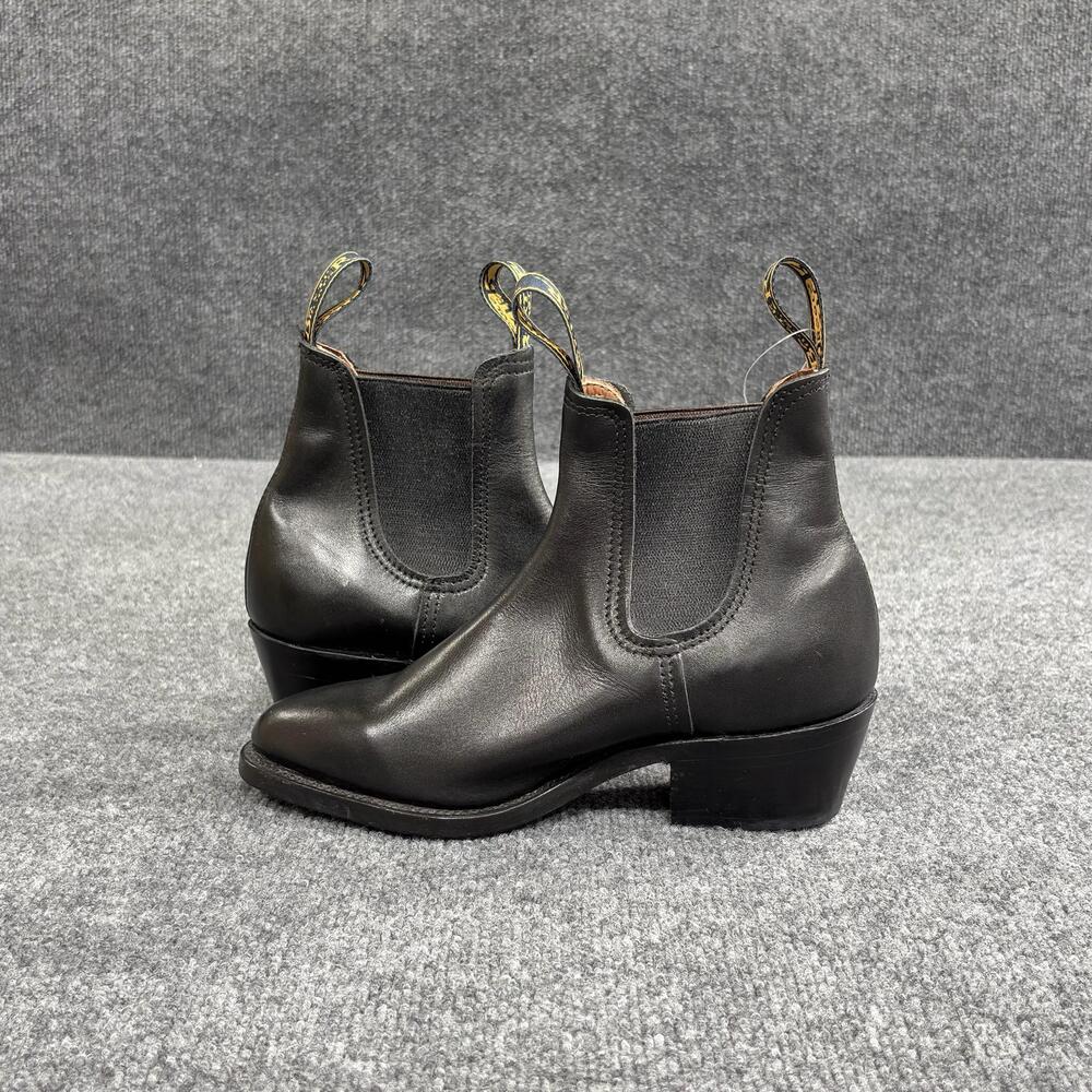 Baxter Ankle Boots Womens Size 6 Black Leather Chelsea Block Heel Pull On